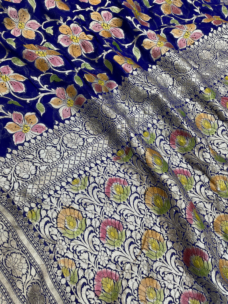 Khaddi Georgette Handloom Banarasi Saree - The Handlooms