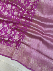 Pure Katan Silk Banarasi Handloom Saree - All over Jaal  work - The Handlooms