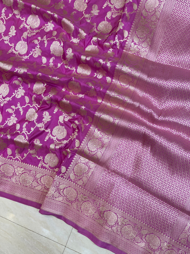 Pure Katan Silk Banarasi Handloom Saree - All over Jaal  work - The Handlooms