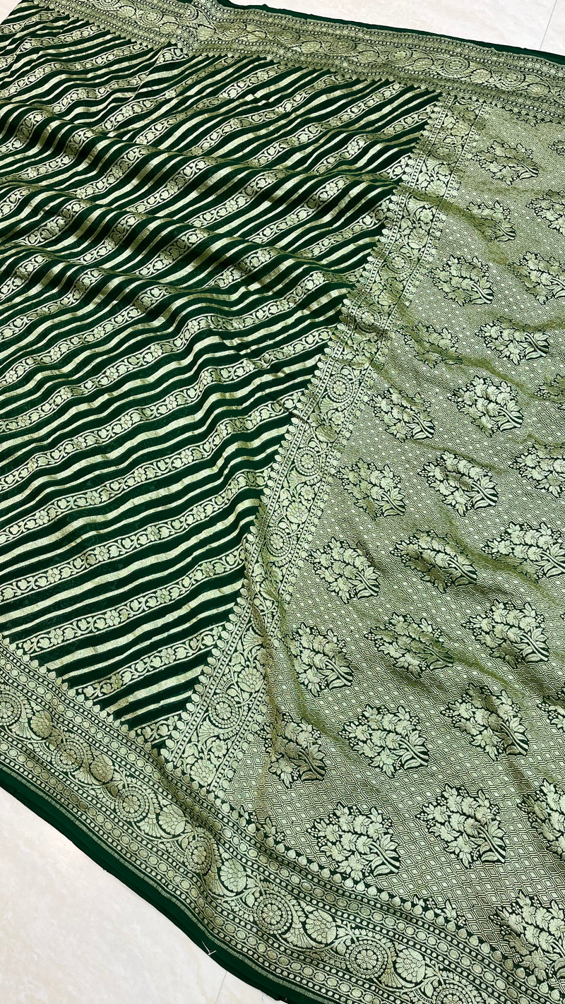 Khaddi Georgette Banarasi Saree -  Gold zari - The Handlooms