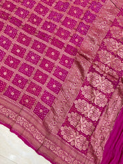 Pure Georgette Banarasi Bandhej Handloom Dupatta - The Handlooms