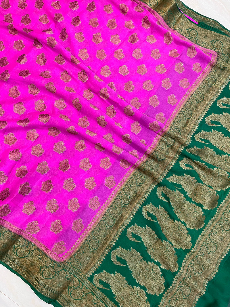 Pure Chiffon Khaddi Banarasi Saree - The Handlooms