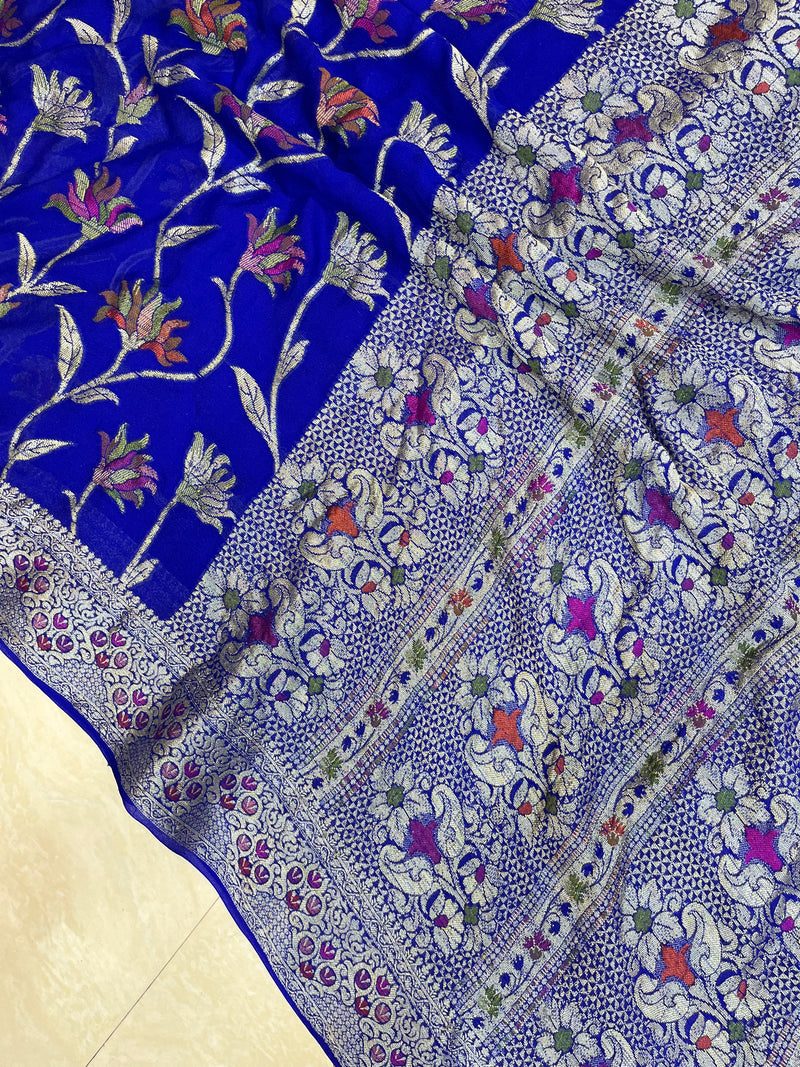Pure Chiffon Khaddi Banarasi Saree - The Handlooms