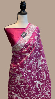 Pure organza Chikankari Handloom Banarasi Saree - The Handlooms