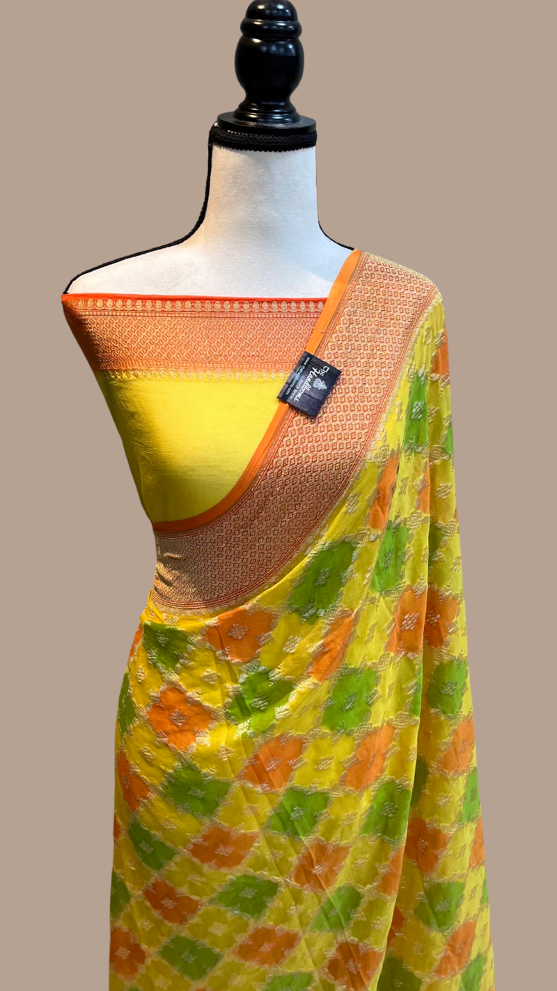 Khaddi Georgette Handloom Banarasi Saree - The Handlooms