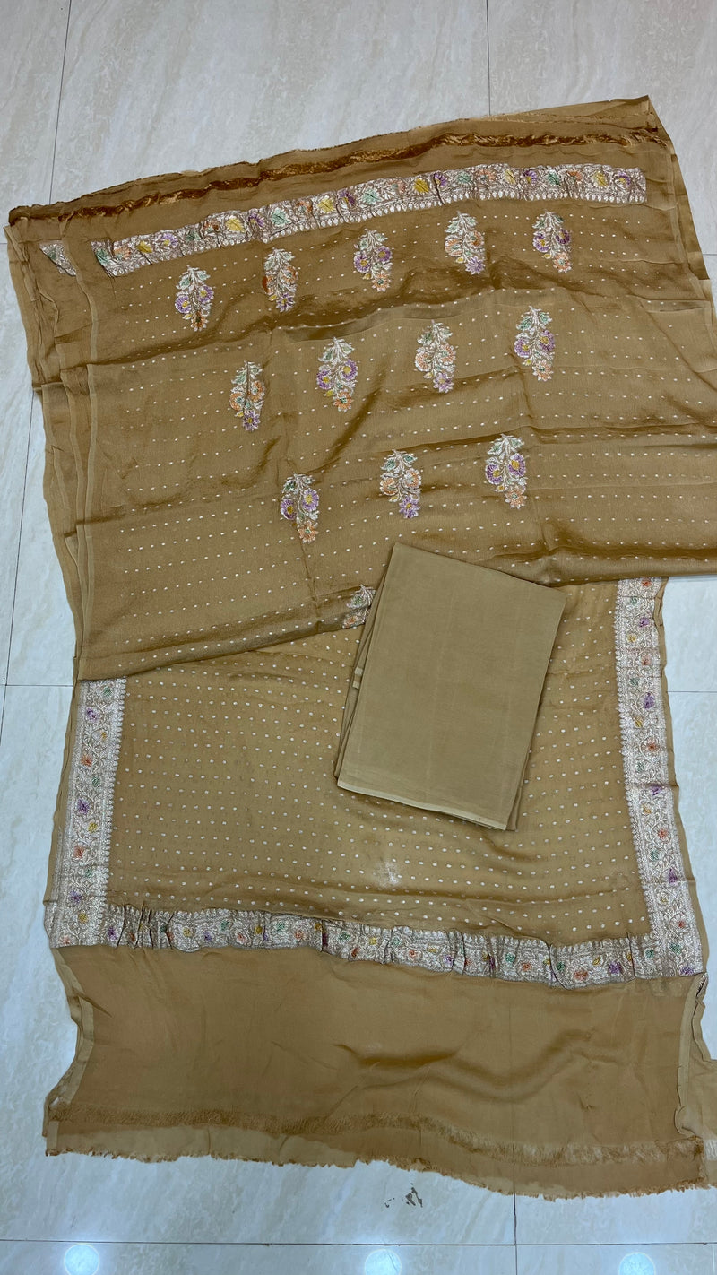 Khaddi Georgette Banarasi Dress material - The Handlooms