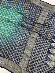 Pure Georgette Banarasi Bandhej Handloom Saree - The Handlooms