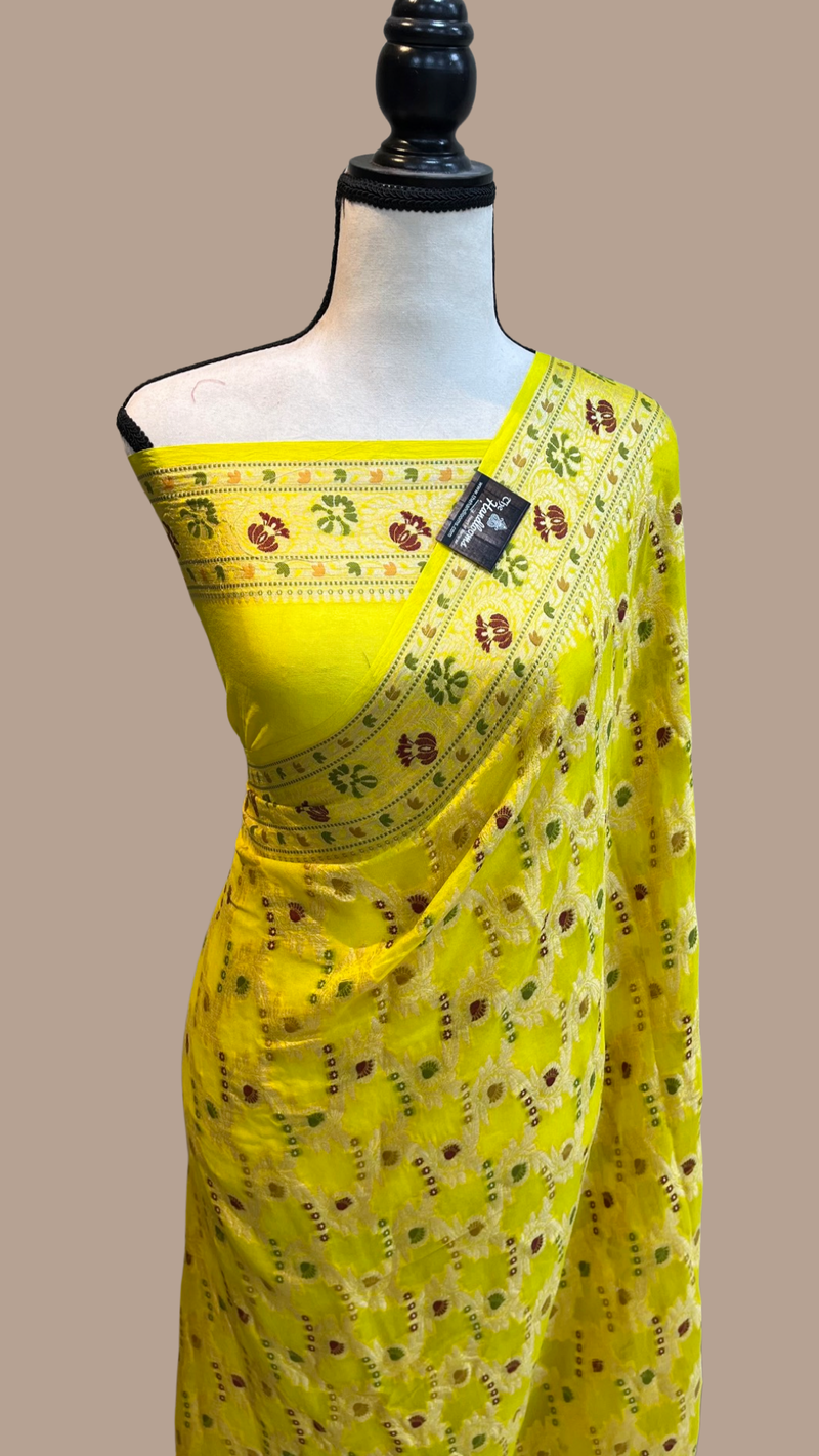 Pure Chiffon Khaddi Banarasi Saree - The Handlooms