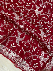 Pure organza Chikankari Handloom Banarasi Saree - The Handlooms