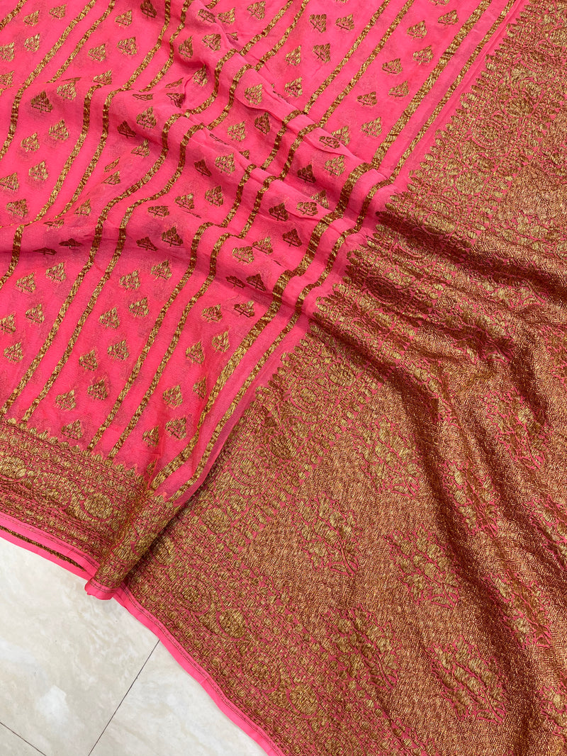Khaddi Georgette Banarasi Saree -  Antique zari - The Handlooms