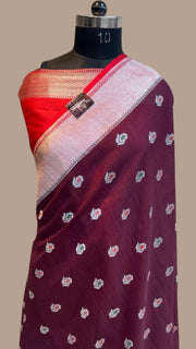 Tussar Georgette Handloom Banarasi Saree - Paithani Border - The Handlooms