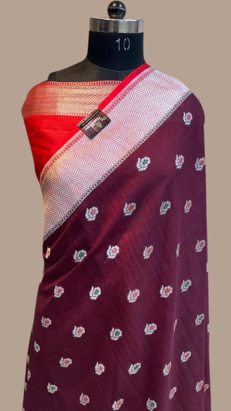 Tussar Georgette Handloom Banarasi Saree - Paithani Border - The Handlooms