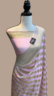 Pink Khaddi Georgette Handloom Banarasi Saree - The Handlooms