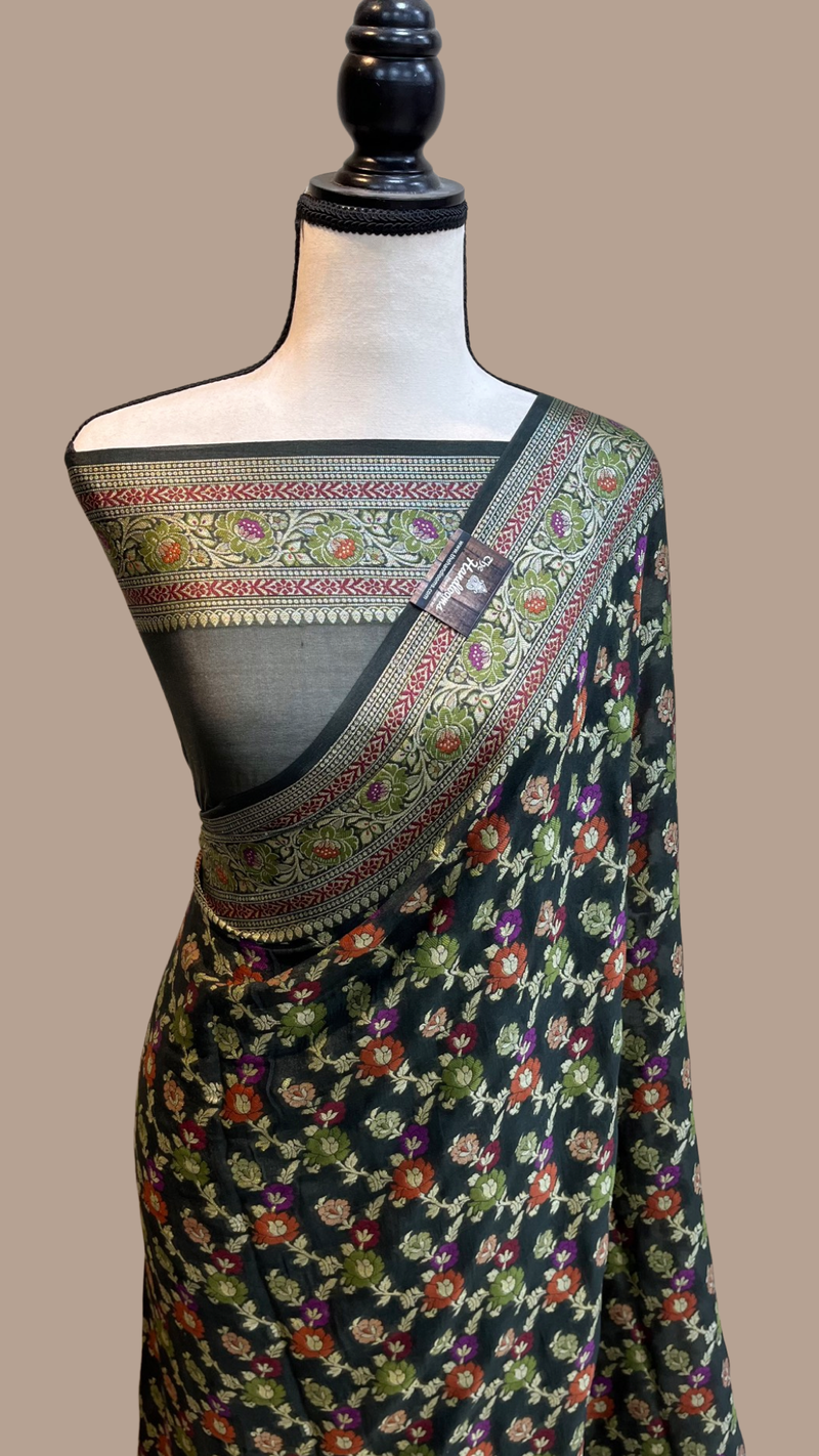 Pure Chiffon Khaddi Banarasi Saree - The Handlooms