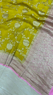 Pure Khaddi Georgette Dupatta - water zari - The Handlooms