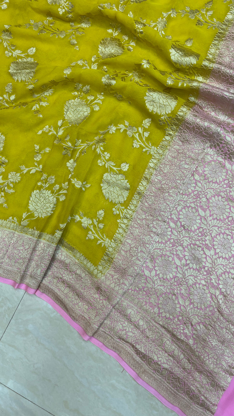 Pure Khaddi Georgette Dupatta - water zari - The Handlooms