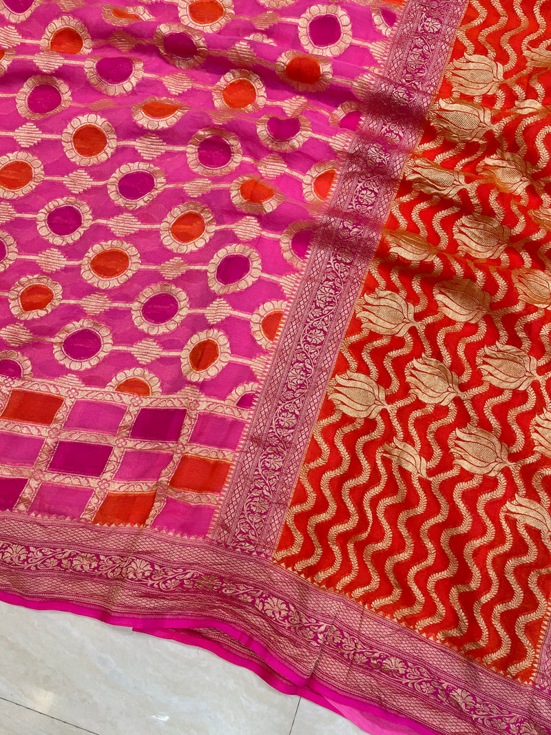 Khaddi Georgette Handloom Banarasi Saree - The Handlooms
