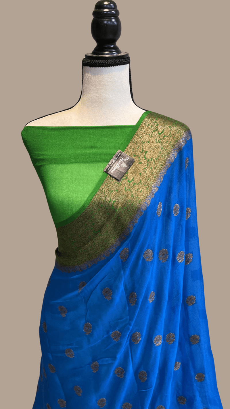 Pure Chiffon Khaddi Banarasi Saree - The Handlooms