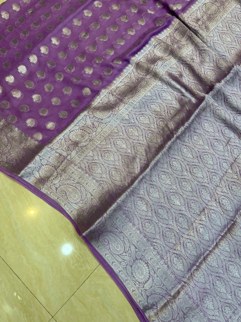 Pure Chiffon Khaddi Banarasi Saree - The Handlooms