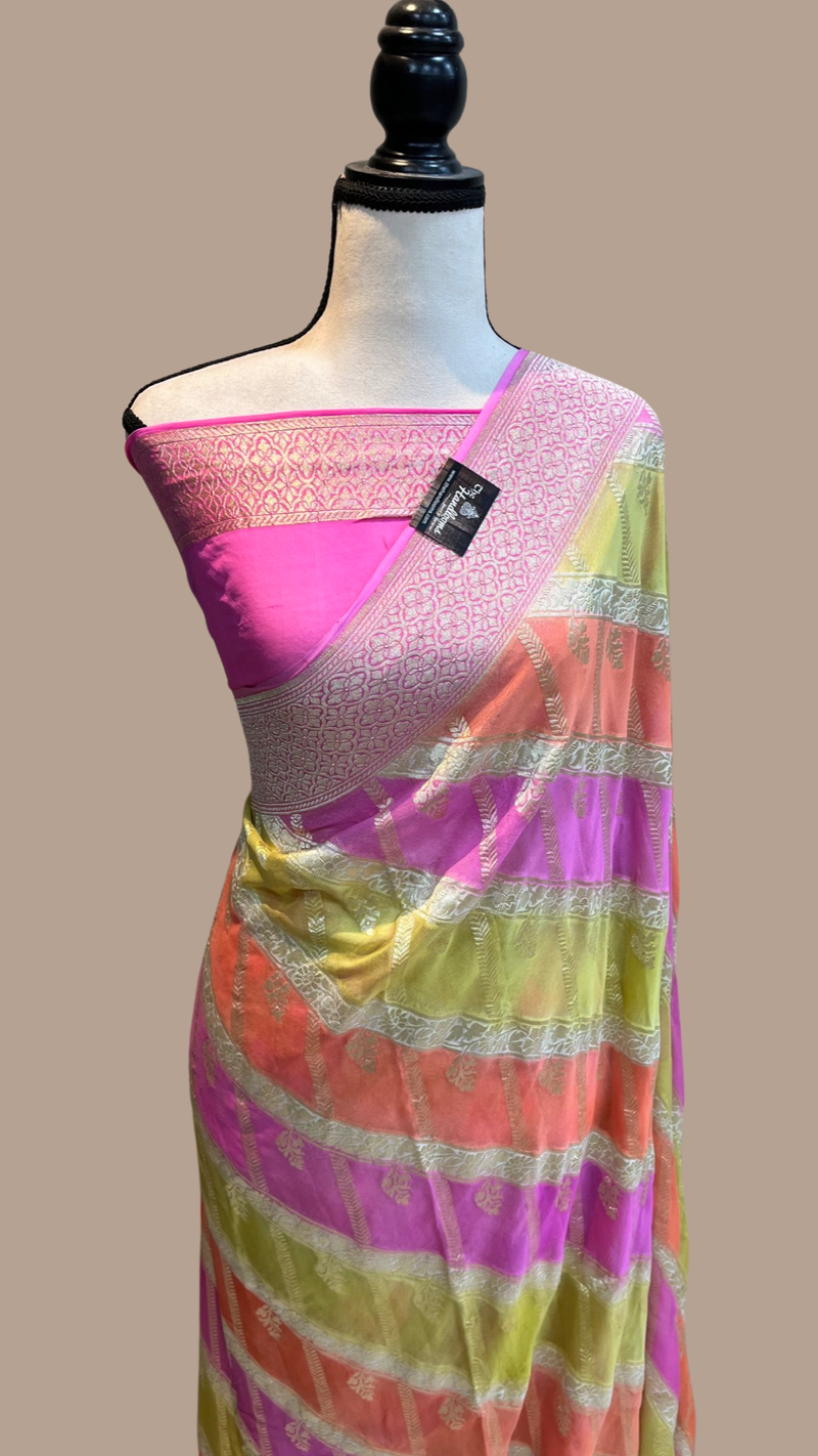 Khaddi Georgette Handloom Banarasi Saree - The Handlooms