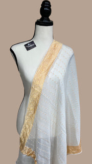 Pure Georgette Dupatta - gold zari - The Handlooms