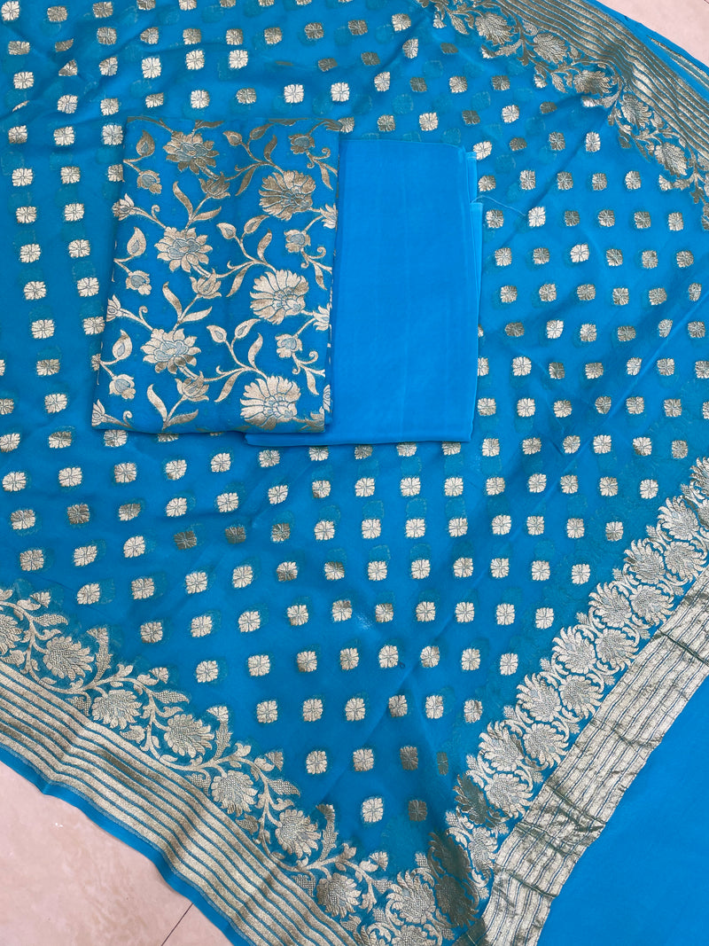 Khaddi Georgette Banarasi Dress material - The Handlooms