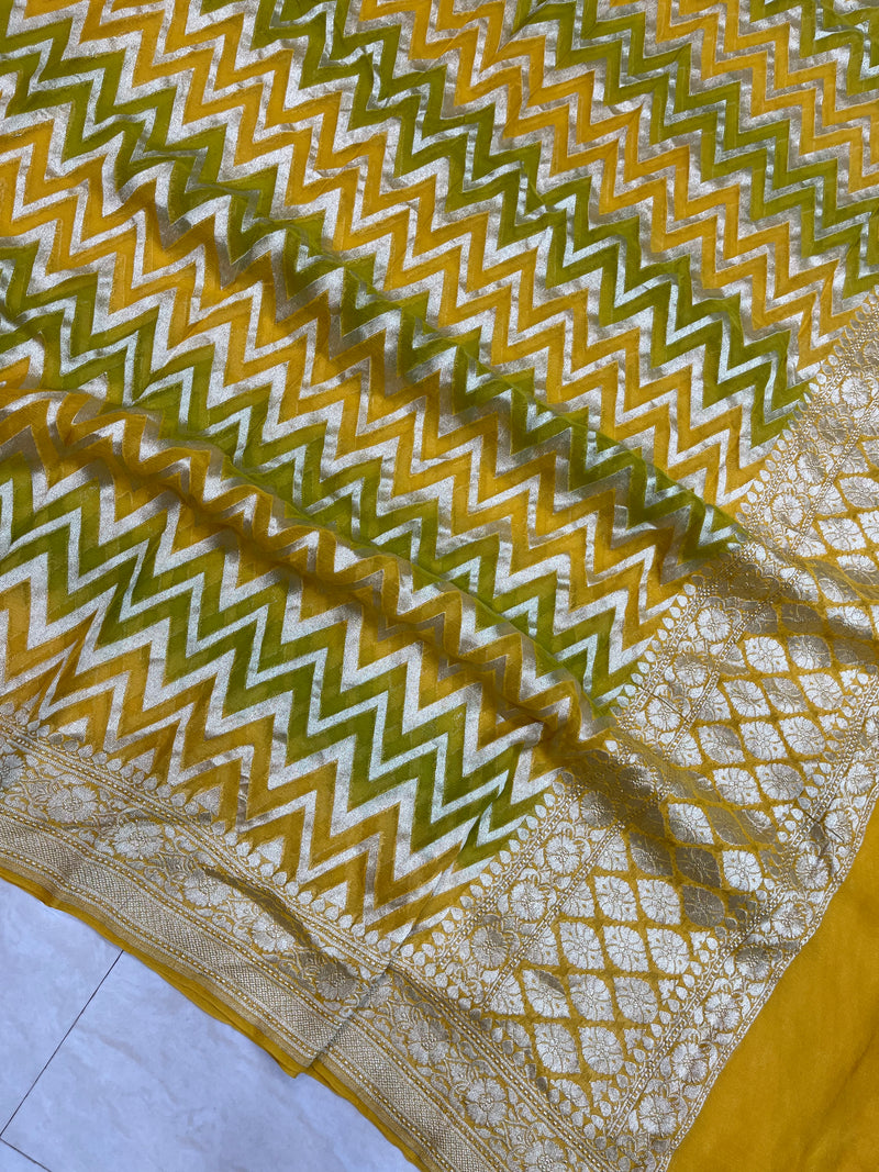 Pure Khaddi Georgette Dupatta - water zari - The Handlooms