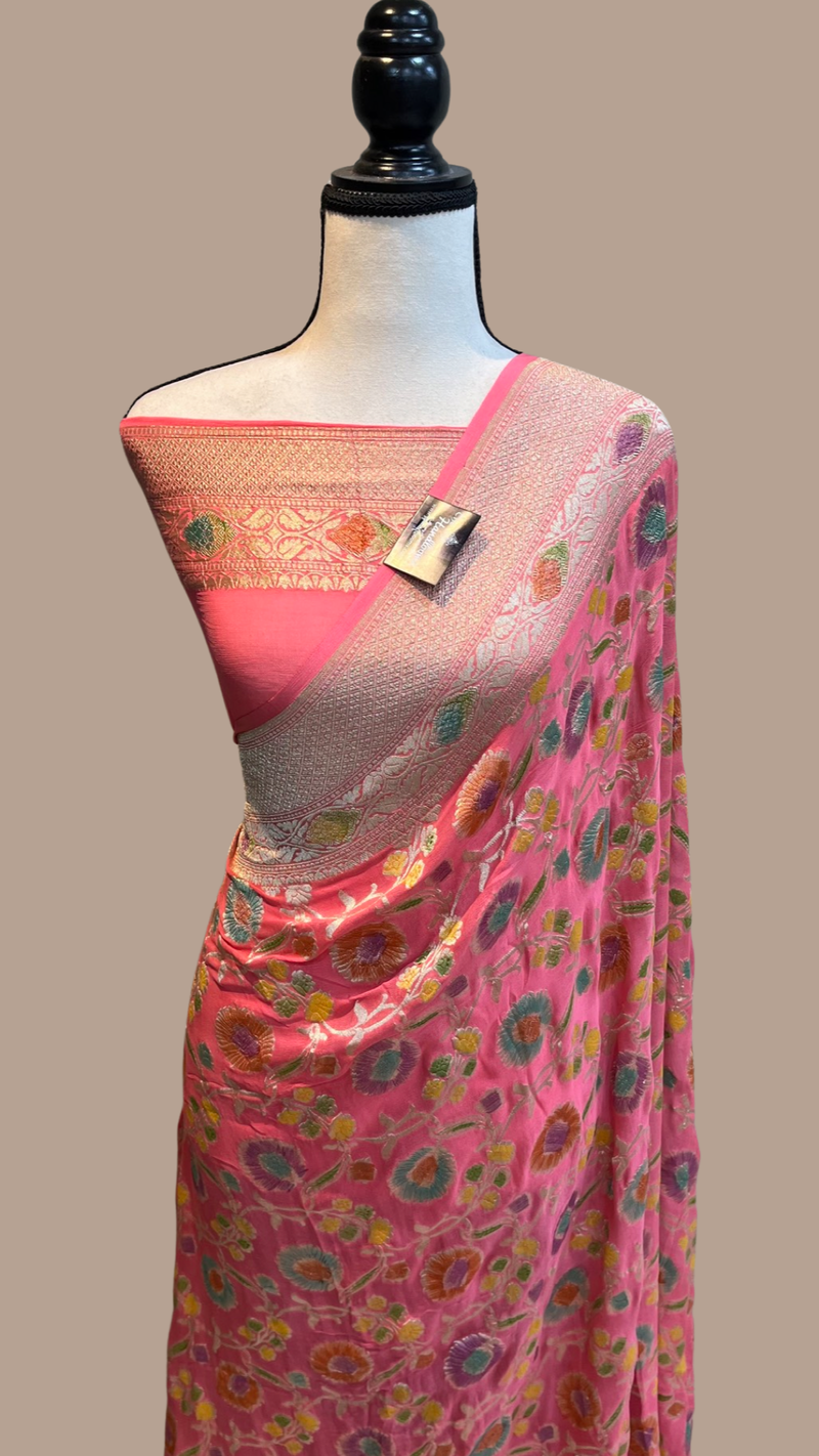 Khaddi Georgette Banarasi Saree - water zari - The Handlooms
