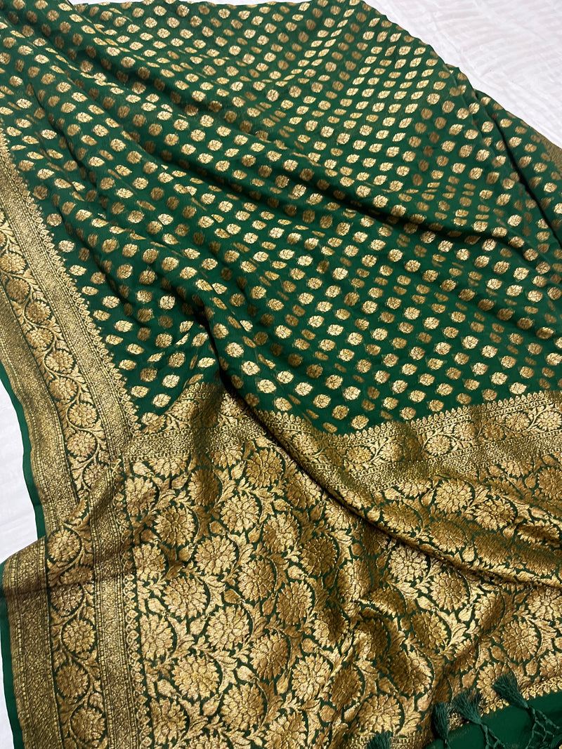 Khaddi Georgette Banarasi Saree -  Antique zari - The Handlooms