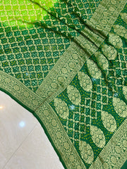 Pure Georgette Banarasi Bandhej Handloom Saree - The Handlooms