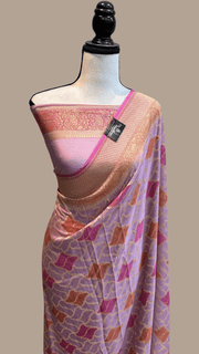 Khaddi Georgette Handloom Banarasi Saree - Gold Zari - The Handlooms