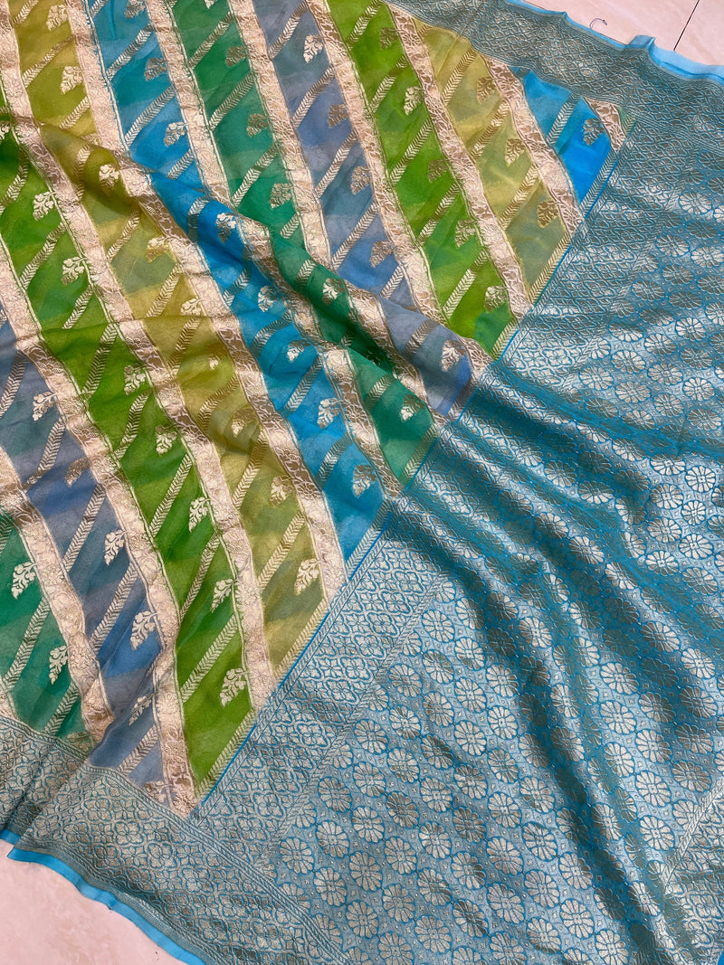 Khaddi Georgette Handloom Banarasi Saree - The Handlooms