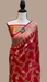 Red Pure Katan Silk Banarasi Handloom Saree - All over Sona Roopa kadiyal Jaal work - The Handlooms
