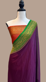 Khaddi Georgette Banarasi Saree -  Antique zari - The Handlooms