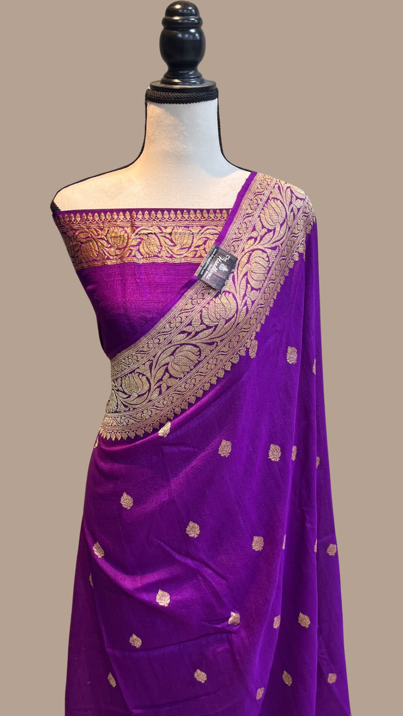 Tussar Georgette Handloom Banarasi Saree - All over kadua work - The Handlooms