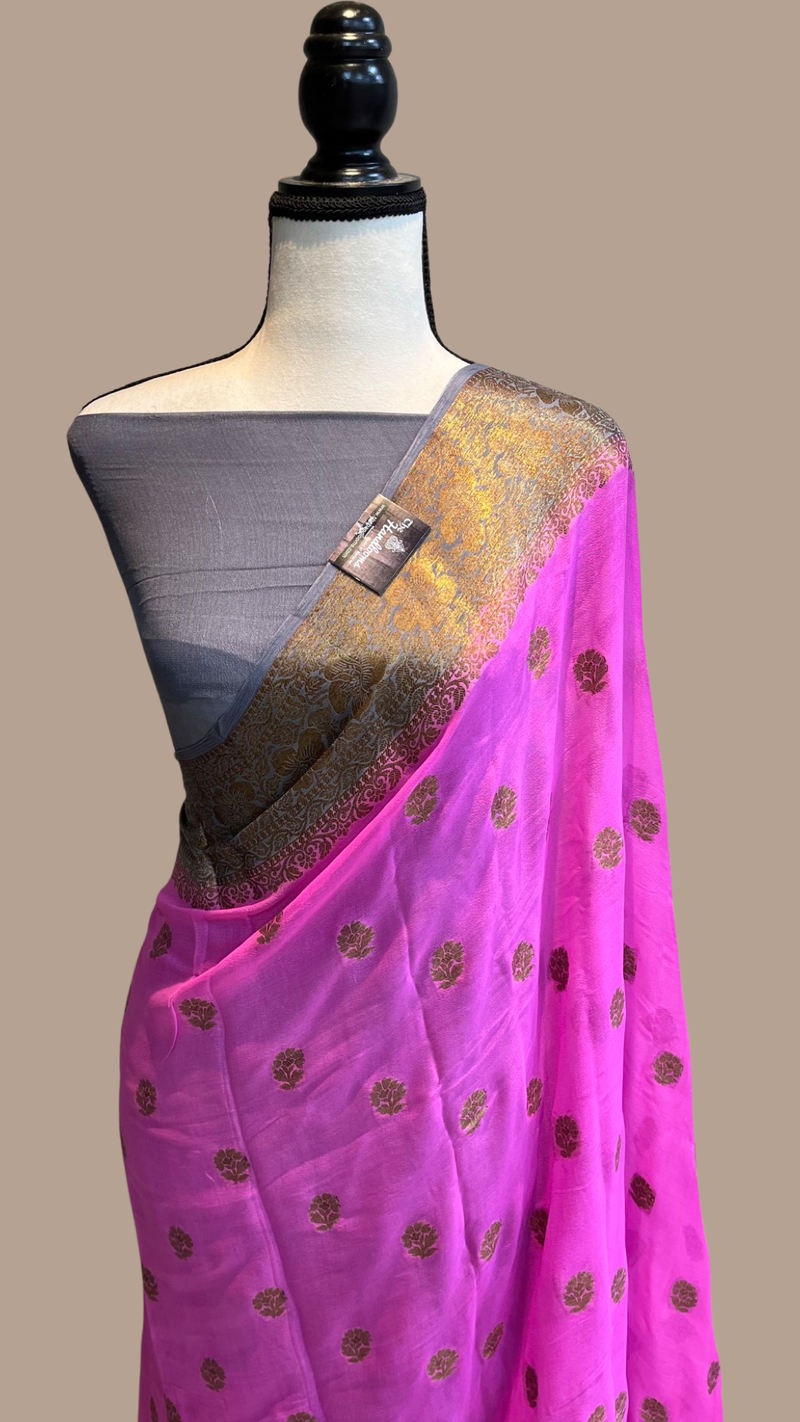 Pure Chiffon Khaddi Banarasi Saree - The Handlooms