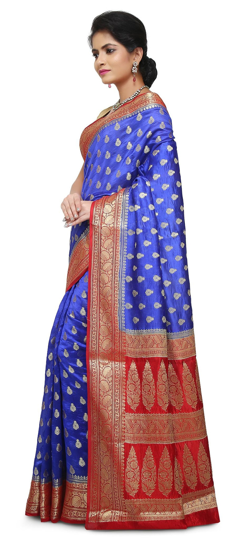 Pure Dupion Silk Banarasi Saree - Gold Zari - The Handlooms