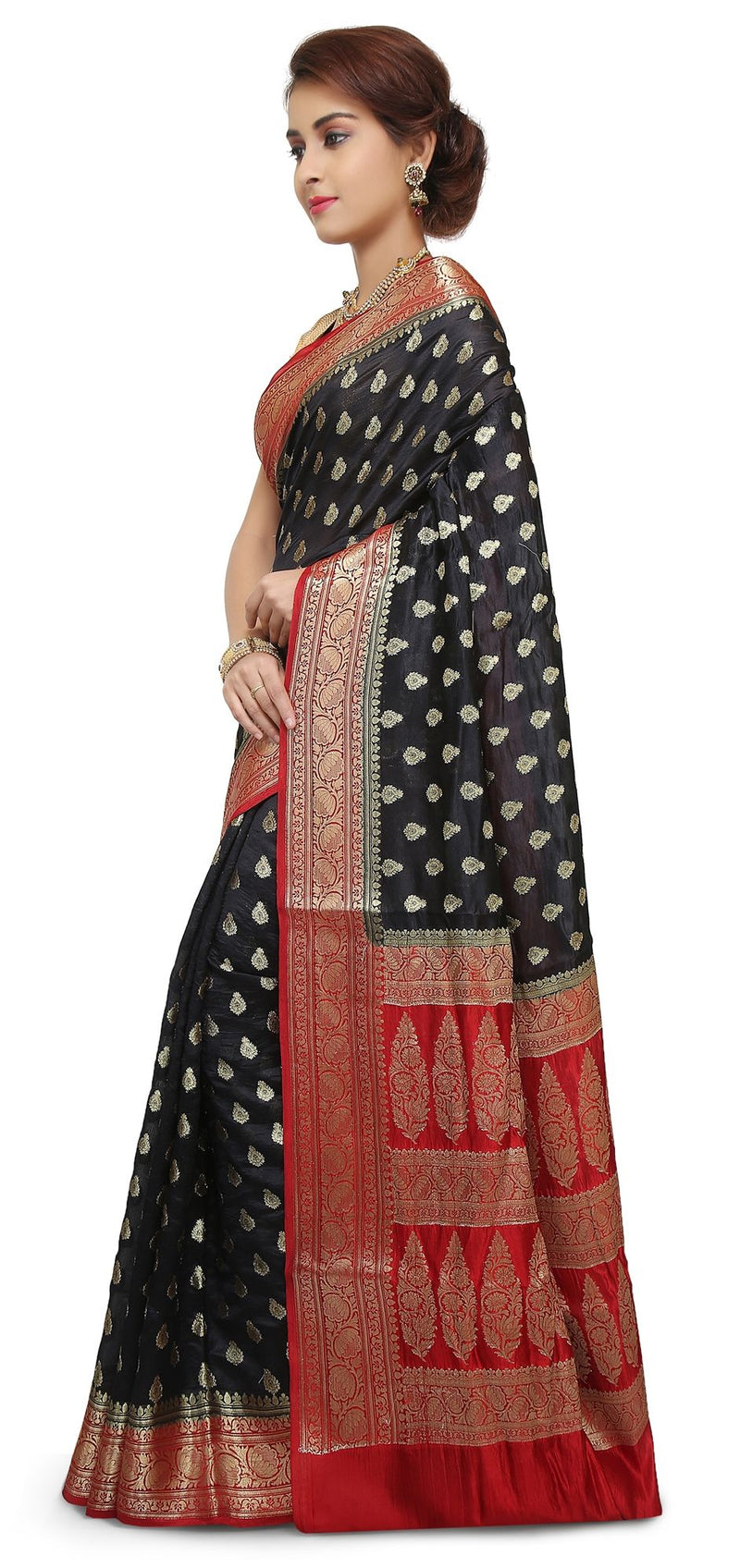 Pure Dupion Silk Banarasi Saree - Gold Zari - The Handlooms