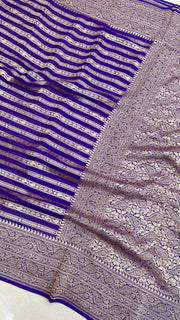 Purple Pure Khaddi Georgette Banarasi Saree -  Gold zari - The Handlooms