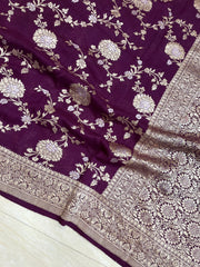 Tussar Georgette Handloom Banarasi Saree - All over Jaal Work sona roopa - The Handlooms