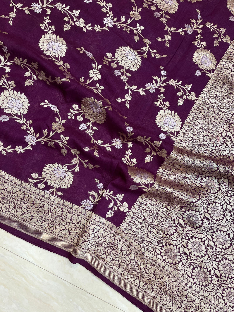 Tussar Georgette Handloom Banarasi Saree - All over Jaal Work sona roopa - The Handlooms