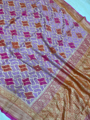 Khaddi Georgette Handloom Banarasi Saree - Gold Zari - The Handlooms