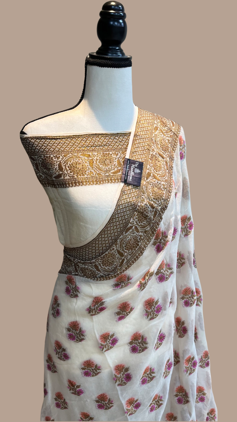Pure Chiffon Khaddi Banarasi Saree - The Handlooms