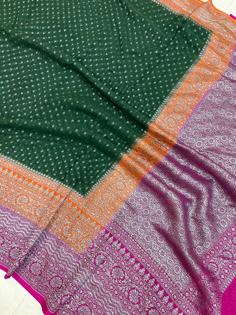 Khaddi Georgette Banarasi Saree -  Antique zari - The Handlooms