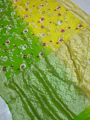 Khaddi Georgette Handloom Banarasi Saree - All over Jaal Work with meenakari - The Handlooms