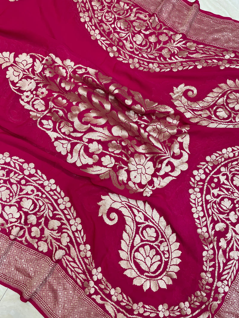Pure Khaddi Georgette Dupatta - water zari - The Handlooms