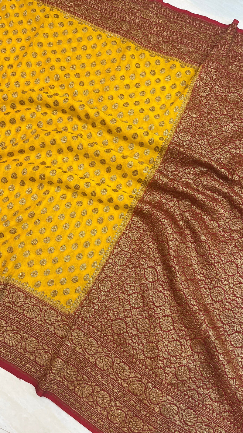 Khaddi Georgette Banarasi Saree -  Antique zari - The Handlooms