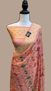 Khaddi Georgette Banarasi Handloom Saree - with meenakari work Gold Zari - The Handlooms