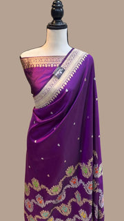 Pure Katan Silk Banarasi Handloom Saree - All over Kadua motifs with meenakari - The Handlooms