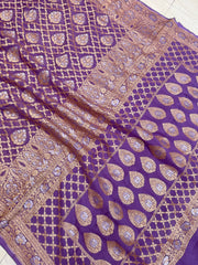 Khaddi Georgette Handloom Banarasi Saree - Sona Roopa - The Handlooms